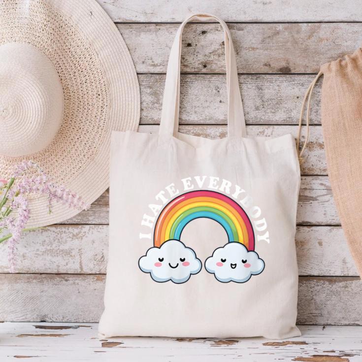 I Hate Everybody Rainbow Sarcastic Grumpy Introvert Canvas Tote Bag I Hate Everybody Rainbow Sarcastic Grumpy Introvert Canvas Tote Bag