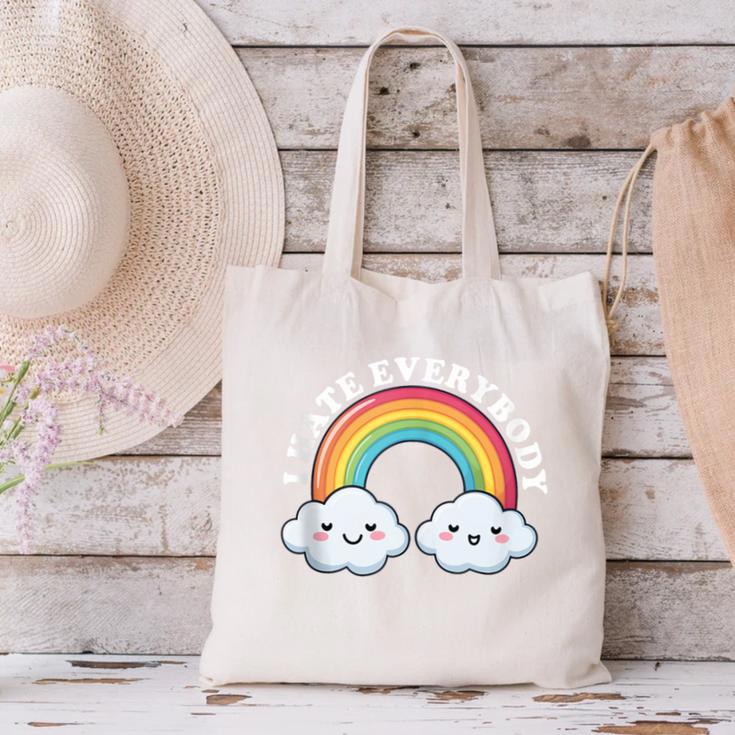 I Hate Everybody Rainbow Sarcastic Grumpy Introvert Canvas Tote Bag I Hate Everybody Rainbow Sarcastic Grumpy Introvert Canvas Tote Bag
