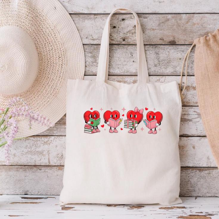 Heart Reading Books Valentine Teacher Library Book Lover Canvas Tote Bag Heart Reading Books Valentine Teacher Library Book Lover Canvas Tote Bag
