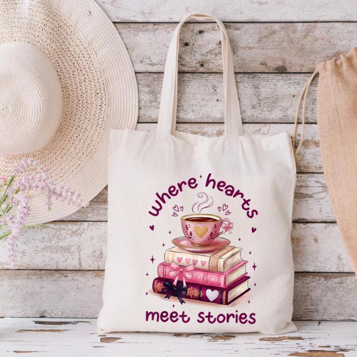 Where Hearts Groovy Meet Stories Coffee Books Valentines Day Canvas Tote Bag Where Hearts Groovy Meet Stories Coffee Books Valentines Day Canvas Tote Bag