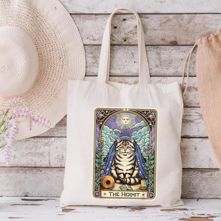 The Hermit Cat Tarot Card Introvert By Georgi Canvas Tote Bag The Hermit Cat Tarot Card Introvert By Georgi Canvas Tote Bag