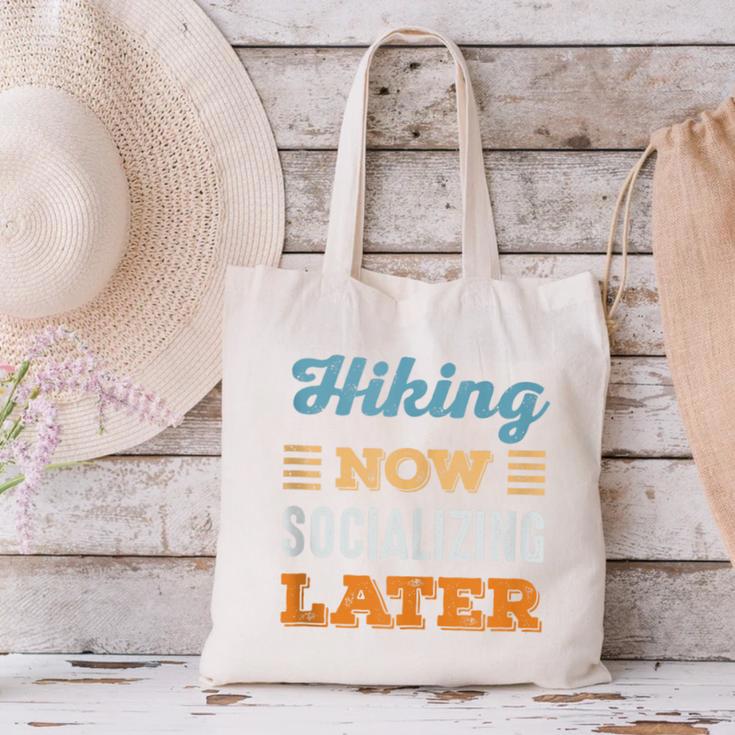 Hiking Now Minimal Socializing Introvert Vintage Canvas Tote Bag Hiking Now Minimal Socializing Introvert Vintage Canvas Tote Bag