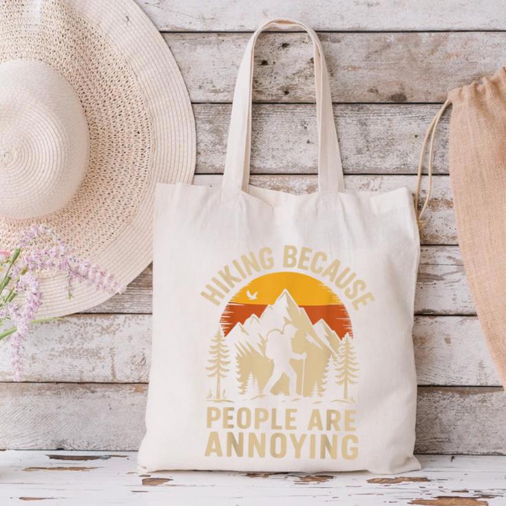 Hiking Because People Are Annoying Introvert Canvas Tote Bag Hiking Because People Are Annoying Introvert Canvas Tote Bag