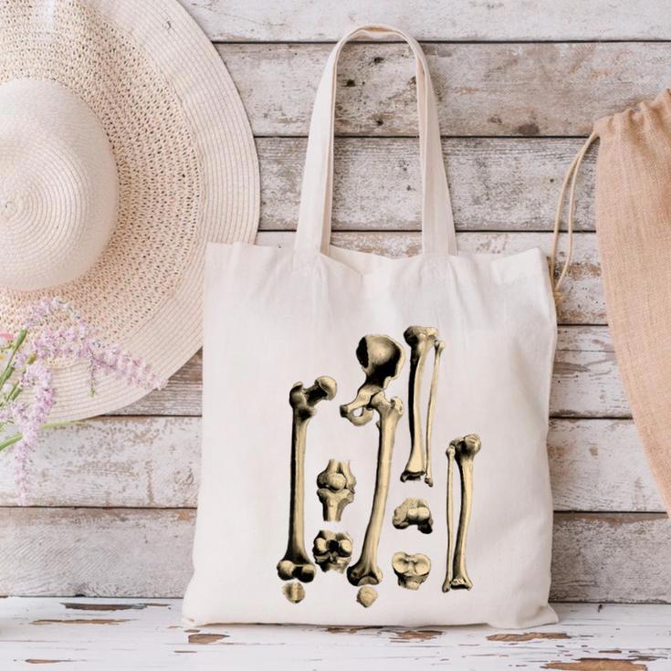 Hip And Leg Bones Book Print Vintage Human Bones Canvas Tote Bag