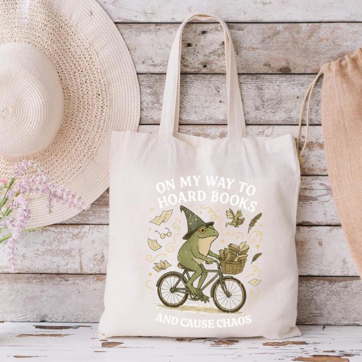 On My Way To Hoard Books And Cause Chaos Canvas Tote Bag