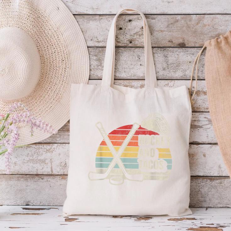 Hockey And Tacos Retro Nostalgia Lovers Canvas Tote Bag