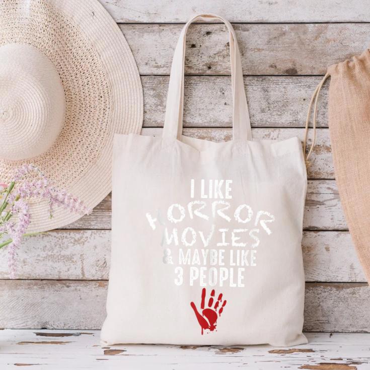 I Like Horror Movies And Maybe 3 People Introvert Canvas Tote Bag I Like Horror Movies And Maybe 3 People Introvert Canvas Tote Bag