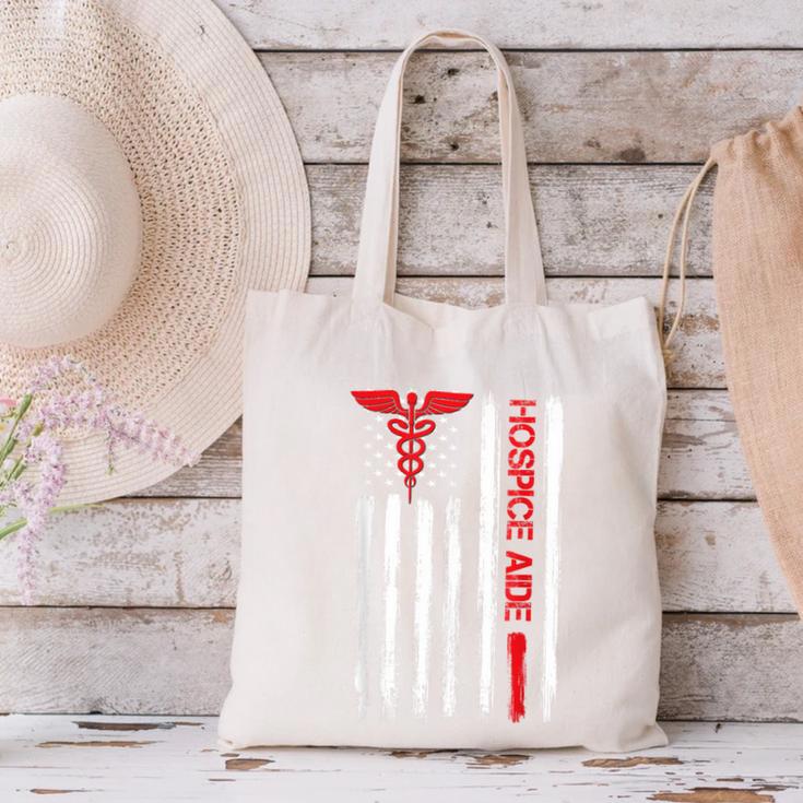 Hospice Aide American Flag Nurses Graduation Medical Canvas Tote Bag