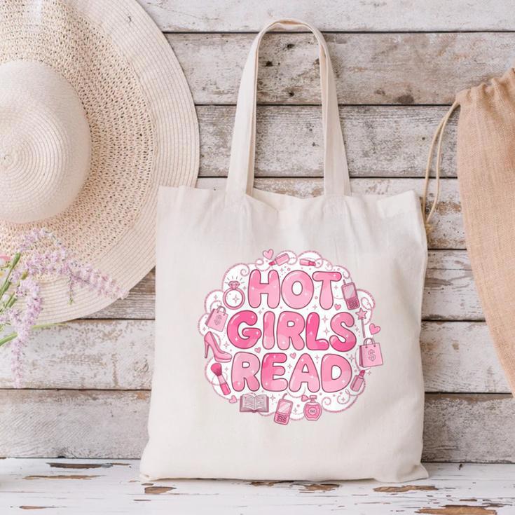 Hot Girls Read Pink Aesthetic Book Lover Reading Canvas Tote Bag