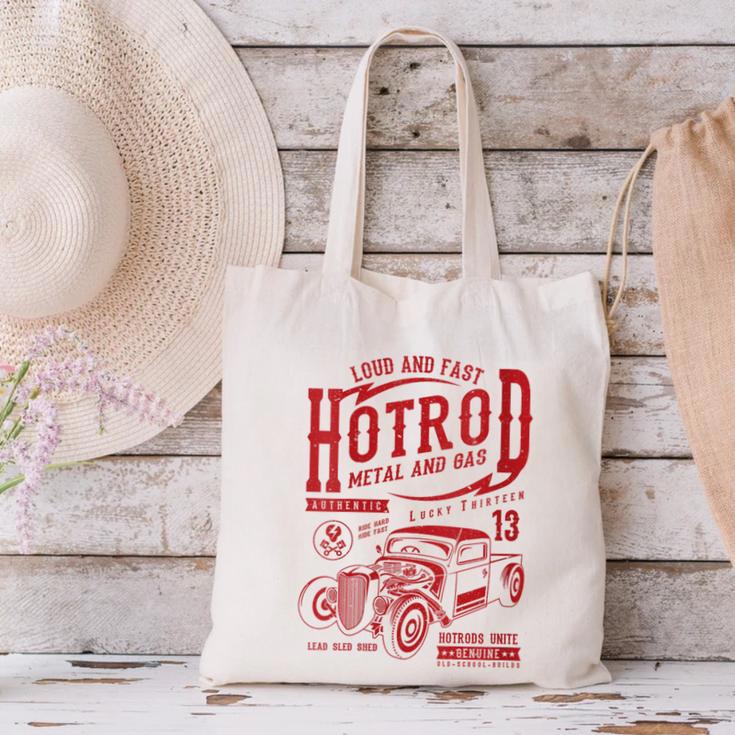 Hotrod Car Automotive Nostalgia Distressed Retro Canvas Tote Bag