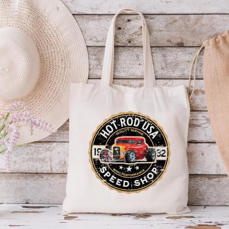 Hotrod Custom Car Automotive Nostalgia Distressed Premium Tri-Blend Canvas Tote Bag