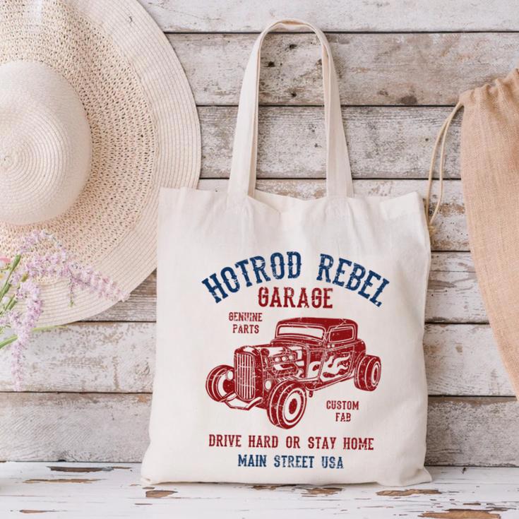 Hotrod Rebel Automotive Nostalgia Old Car Distressed Premium Tri-Blend Canvas Tote Bag