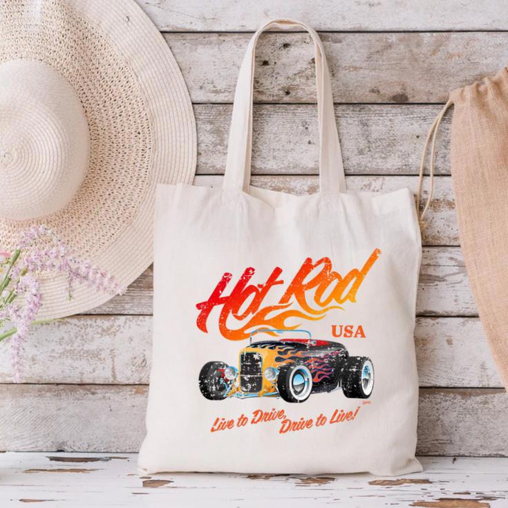 Hotrod Vintage Style Car Nostalgia Hotrod Distressed Premium Tri-Blend Canvas Tote Bag