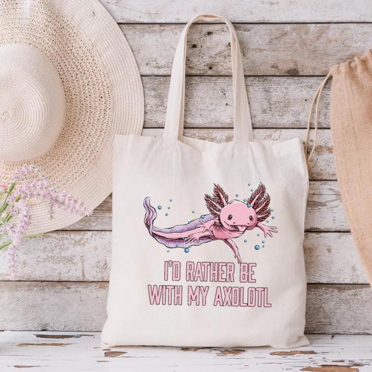 Id Rather Be With My Axolotl Salamander Introvert Canvas Tote Bag Id Rather Be With My Axolotl Salamander Introvert Canvas Tote Bag