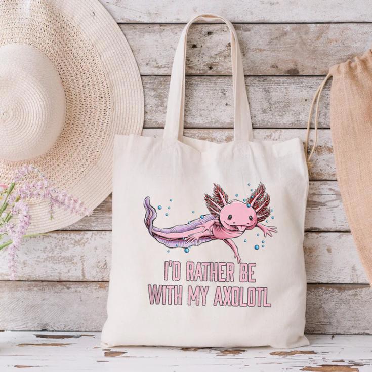 Id Rather Be With My Axolotl Salamander Introvert Canvas Tote Bag Id Rather Be With My Axolotl Salamander Introvert Canvas Tote Bag