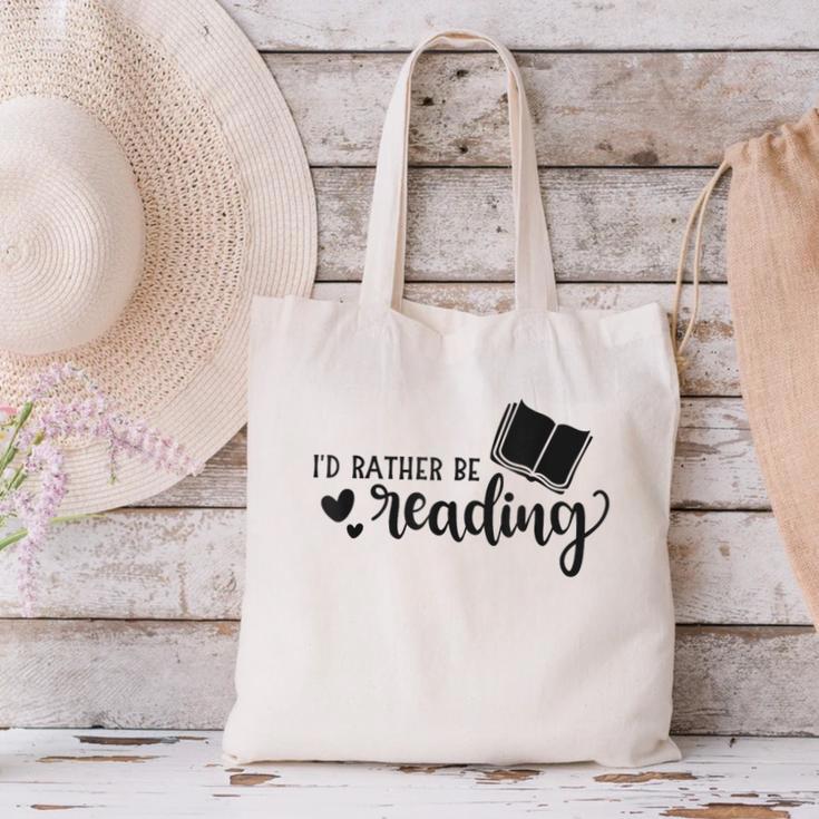 I'd Rather Be Reading Book Lover Bookworm Reading Canvas Tote Bag