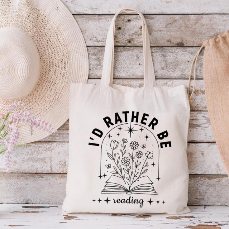 I’d Rather Be Reading Minimal Book Lover Arch Canvas Tote Bag