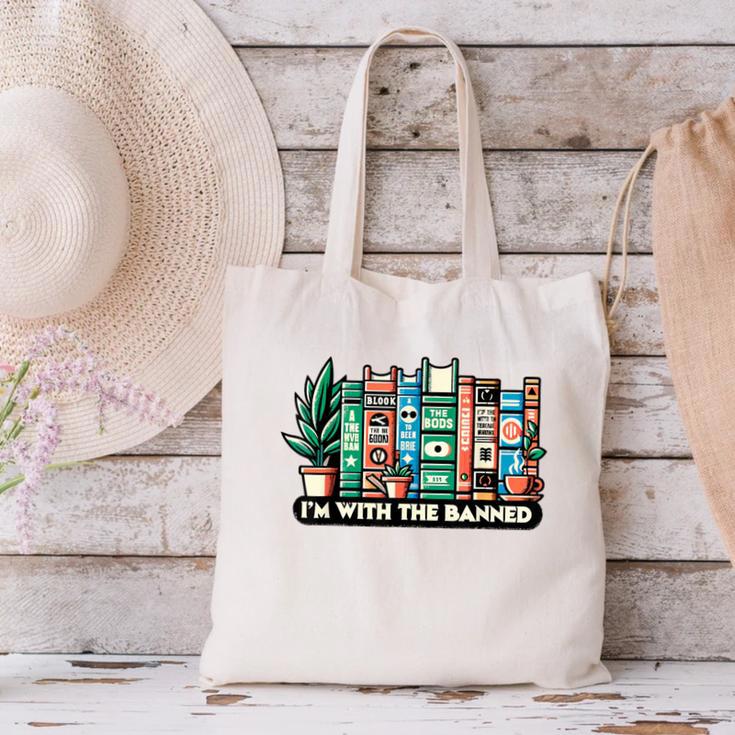 I'm With The Banned Books I Read Banned Books Lovers Canvas Tote Bag