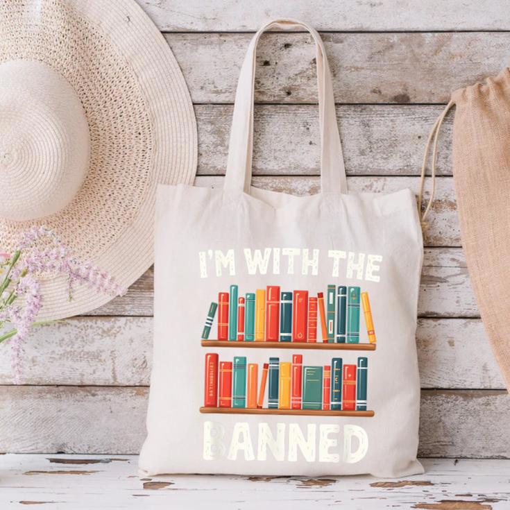 I'm With The Banned Librarian Banned Book Lover Reader Canvas Tote Bag I'm With The Banned Librarian Banned Book Lover Reader Canvas Tote Bag