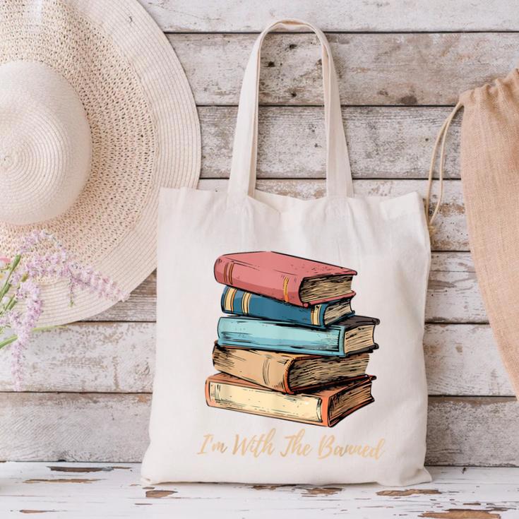 I'm With The Banned Read Banned Books Bookworm Men Women Canvas Tote Bag