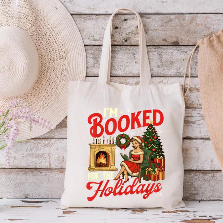 I'm Booked For The Holidays Christmas Reading Bookworm Xmas Canvas Tote Bag I'm Booked For The Holidays Christmas Reading Bookworm Xmas Canvas Tote Bag