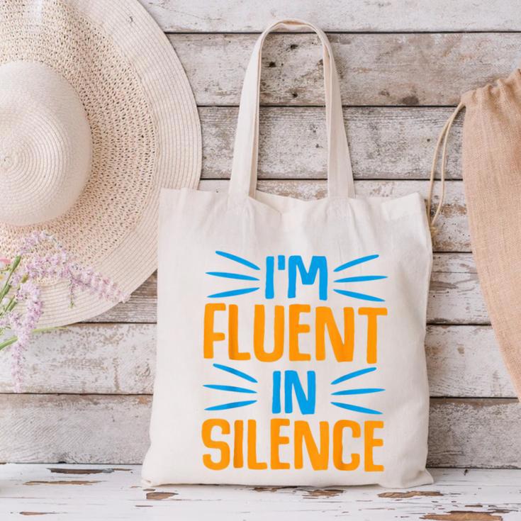 I'm Fluent In Silence I Introvert Canvas Tote Bag I'm Fluent In Silence I Introvert Canvas Tote Bag
