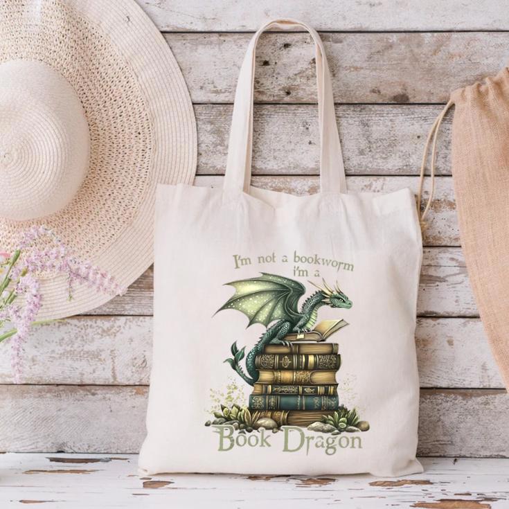 I'm Not A Bookworm I'm A Book Dragon Canvas Tote Bag