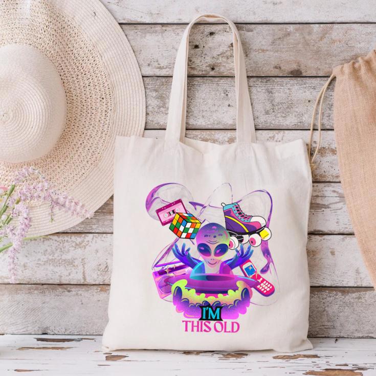 I’m This Old Retro 80s Nostalgia Alien Canvas Tote Bag I’m This Old Retro 80s Nostalgia Alien Canvas Tote Bag