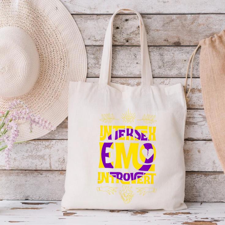 Intersex Emo Introvert Pride Trendy Mystic Teen Goth Style Canvas Tote Bag Intersex Emo Introvert Pride Trendy Mystic Teen Goth Style Canvas Tote Bag