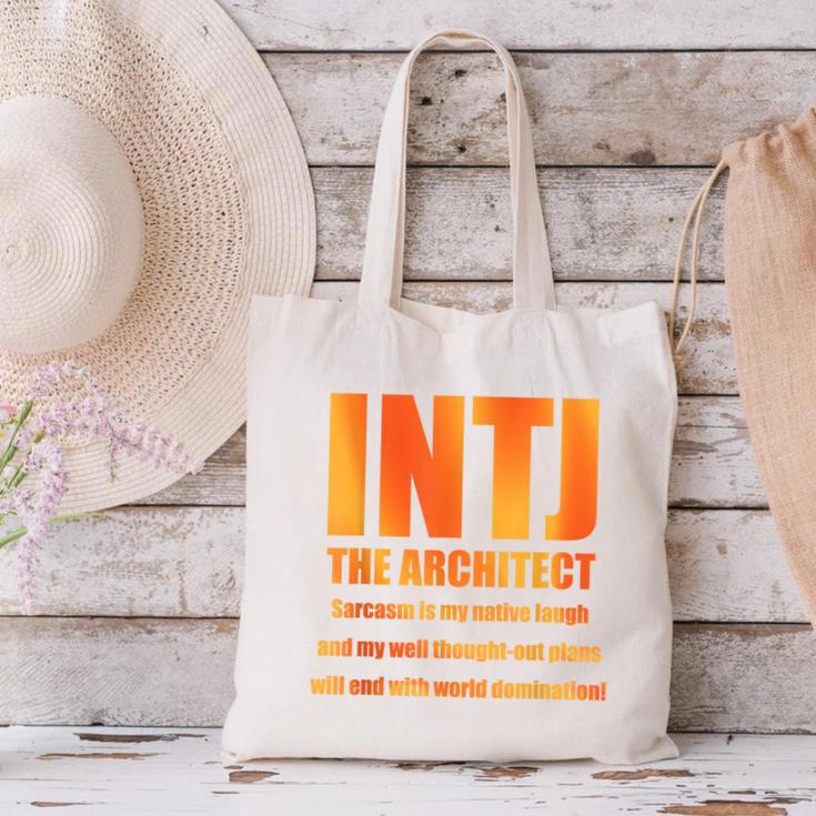 INTJ Architect Personality Introvert Sarcastic Orange Canvas Tote Bag INTJ Architect Personality Introvert Sarcastic Orange Canvas Tote Bag