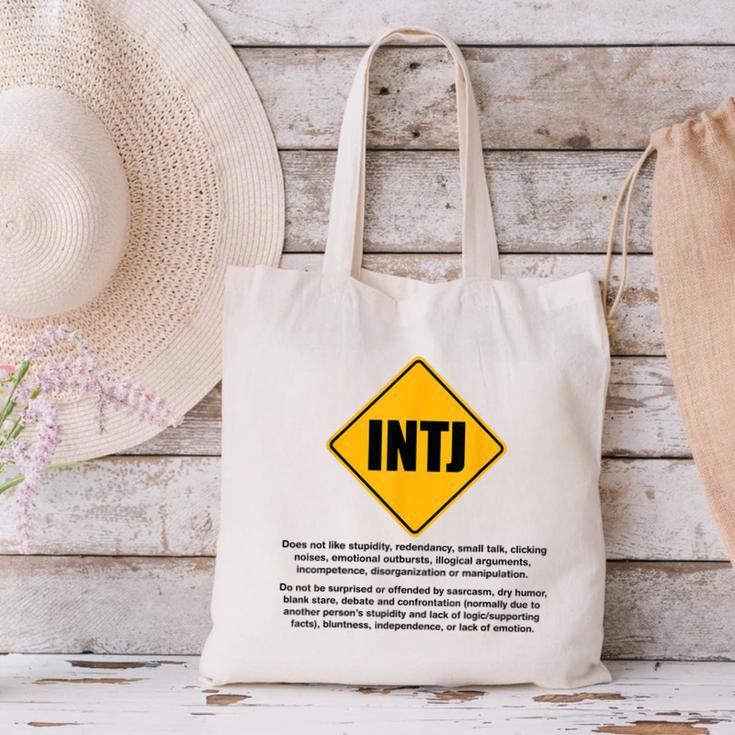 INTJ Warnings Architect Personality Type Introvert Canvas Tote Bag