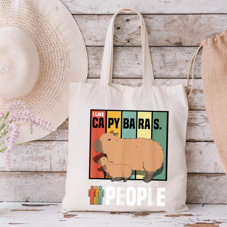 Introvert Capybara Rodent Animal Lover Antisocial Retro Canvas Tote Bag
