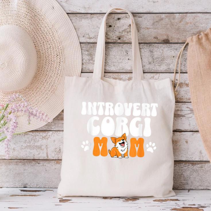 Introvert Corgi Mom Dog Pet Morca Works Dog For Men Women Canvas Tote Bag