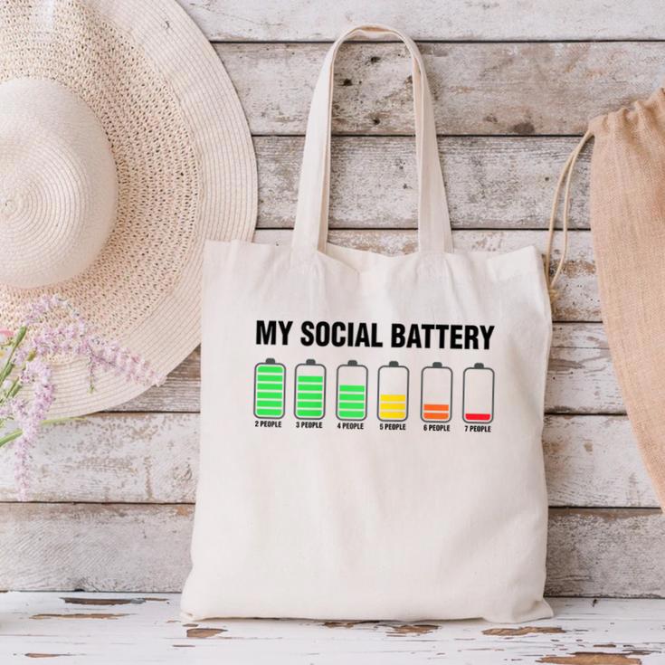 Introvert Cute My Social Battery Raglan Baseball Tee Canvas Tote Bag Introvert Cute My Social Battery Raglan Baseball Tee Canvas Tote Bag