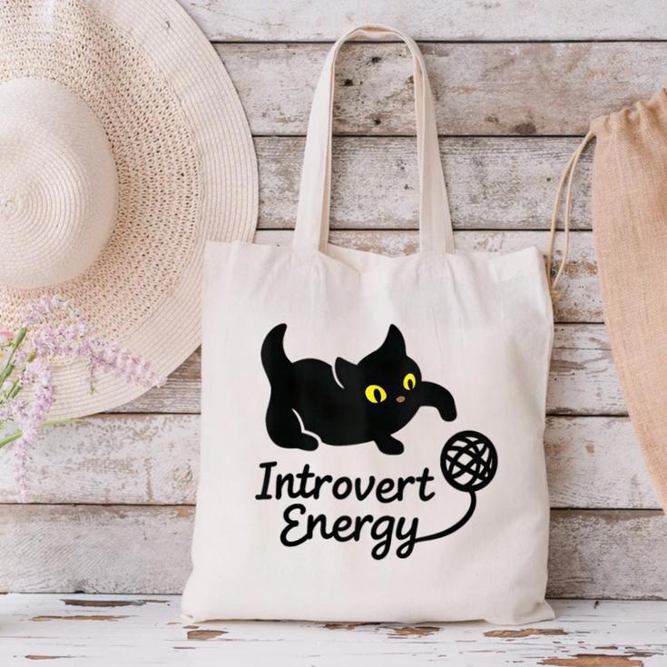 Introvert Energy Cat Love Cat Meme Canvas Tote Bag Introvert Energy Cat Love Cat Meme Canvas Tote Bag