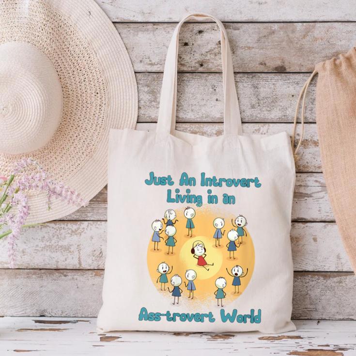 Introvert Extrovert Cartoon In Asstrovert World Canvas Tote Bag Introvert Extrovert Cartoon In Asstrovert World Canvas Tote Bag