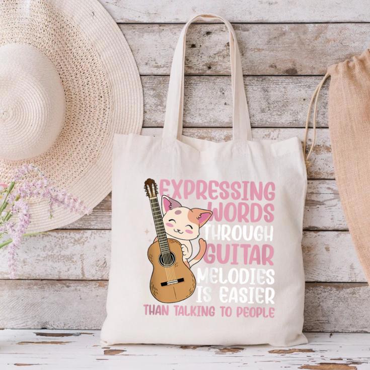 Introvert Guitarist Expressing Words Through Guitar Melody Canvas Tote Bag