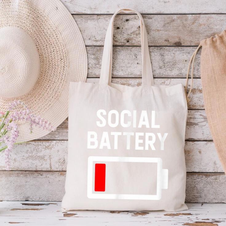 Introvert Low Social Battery Level Anti Social People Canvas Tote Bag