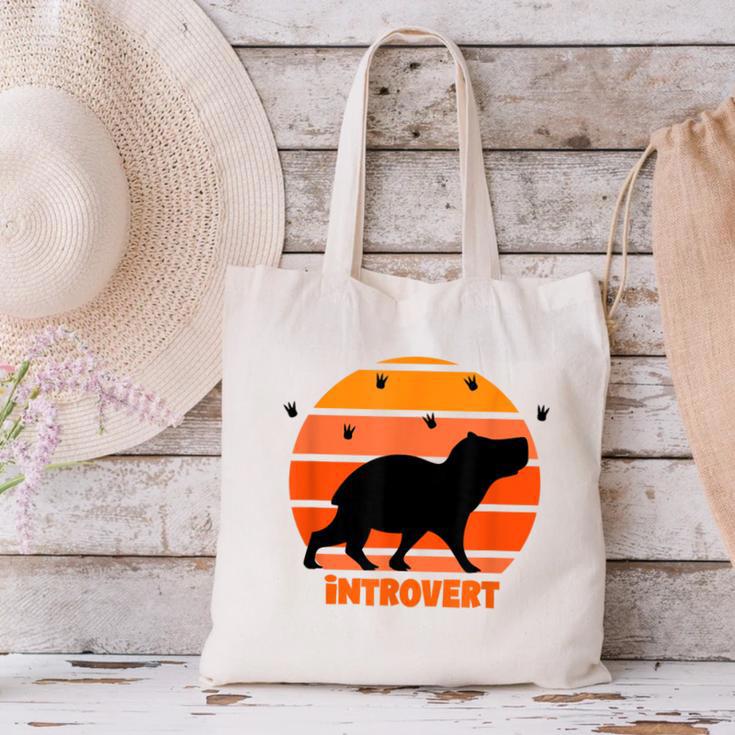 Introvert Retro Sunset Capybara Tee Canvas Tote Bag Introvert Retro Sunset Capybara Tee Canvas Tote Bag