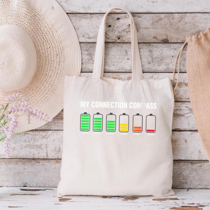 Introvert Tired Battery Canvas Tote Bag
