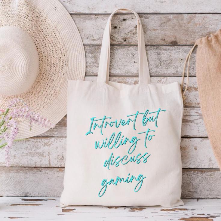 Introvert But Willing To Discuss Gaming Canvas Tote Bag Introvert But Willing To Discuss Gaming Canvas Tote Bag