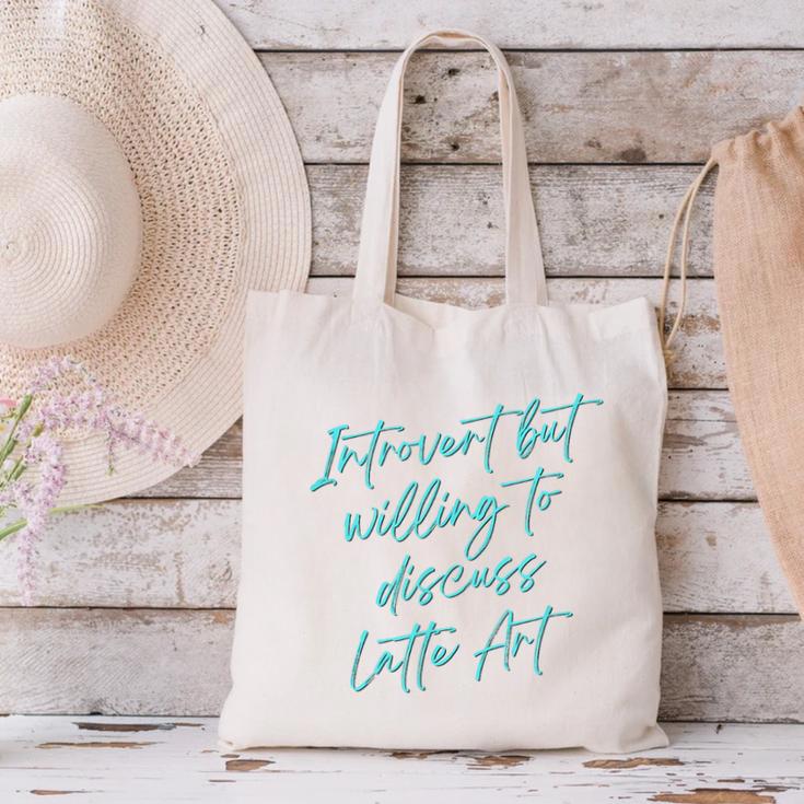 Introvert But Willing To Discuss Latte Art Canvas Tote Bag Introvert But Willing To Discuss Latte Art Canvas Tote Bag