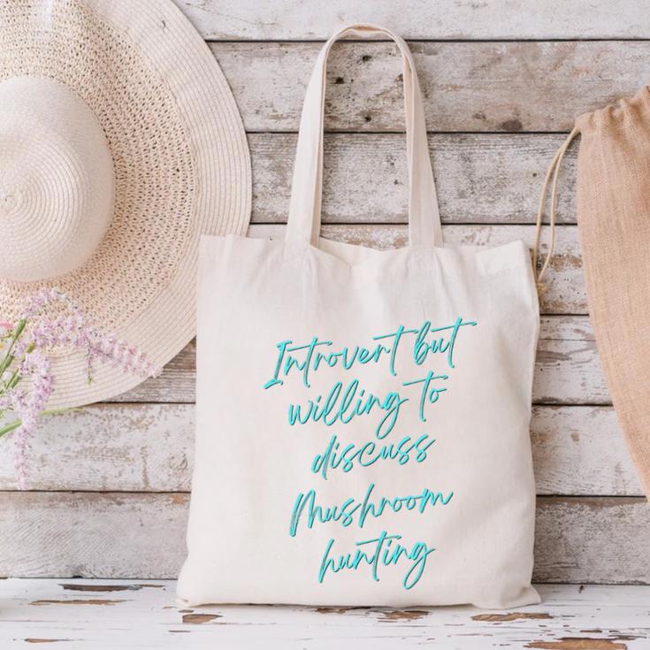 Introvert But Willing To Discuss Mushroom Hunting Canvas Tote Bag