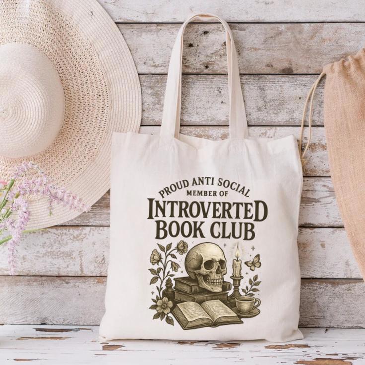 Introverted Book Club Member Anti Social Reader Canvas Tote Bag