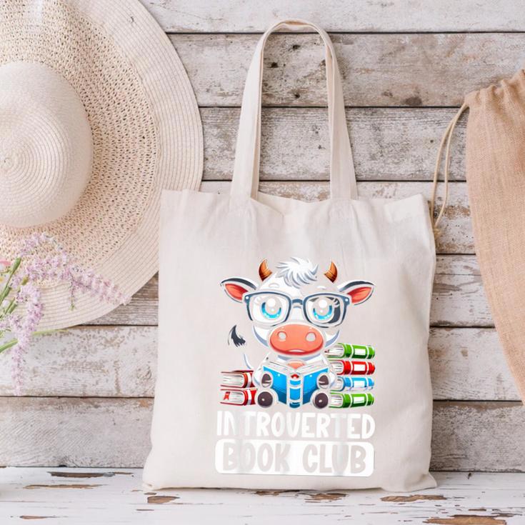 Introverted Book Club Reading Lover Cow Canvas Tote Bag Introverted Book Club Reading Lover Cow Canvas Tote Bag