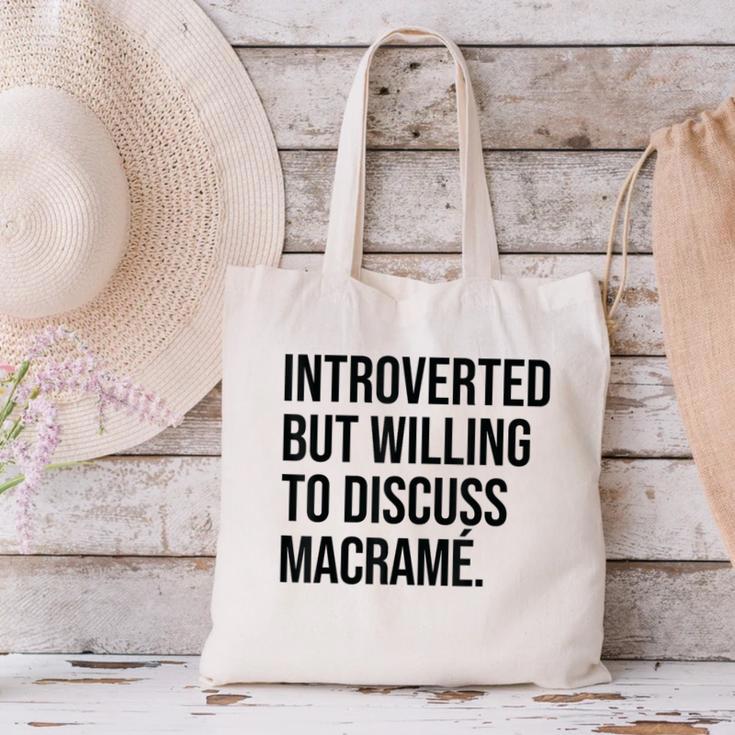 Introverted Macramé Knotter Macrame Introvert Canvas Tote Bag Introverted Macramé Knotter Macrame Introvert Canvas Tote Bag