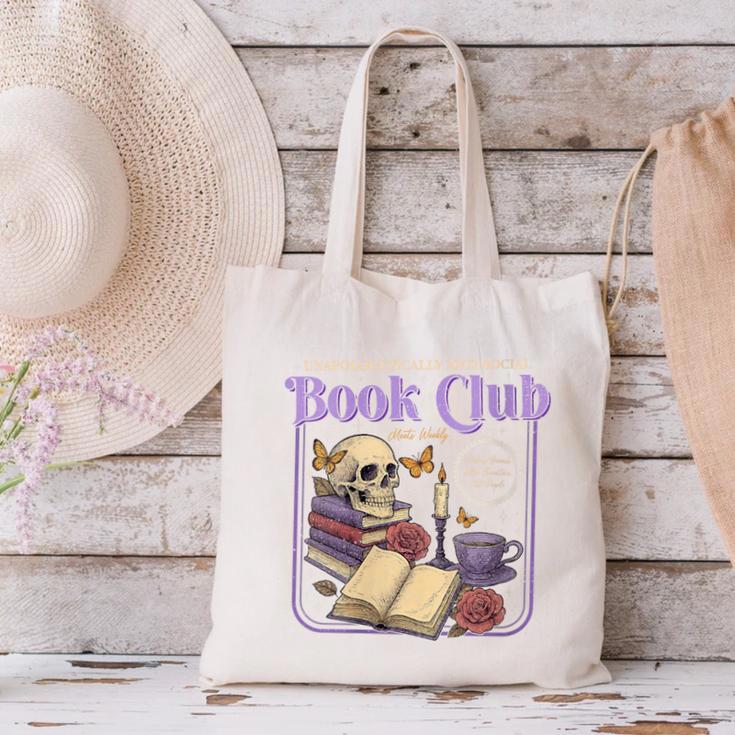 Introverted Romance Unapologetically Anti-Social Book Club Canvas Tote Bag