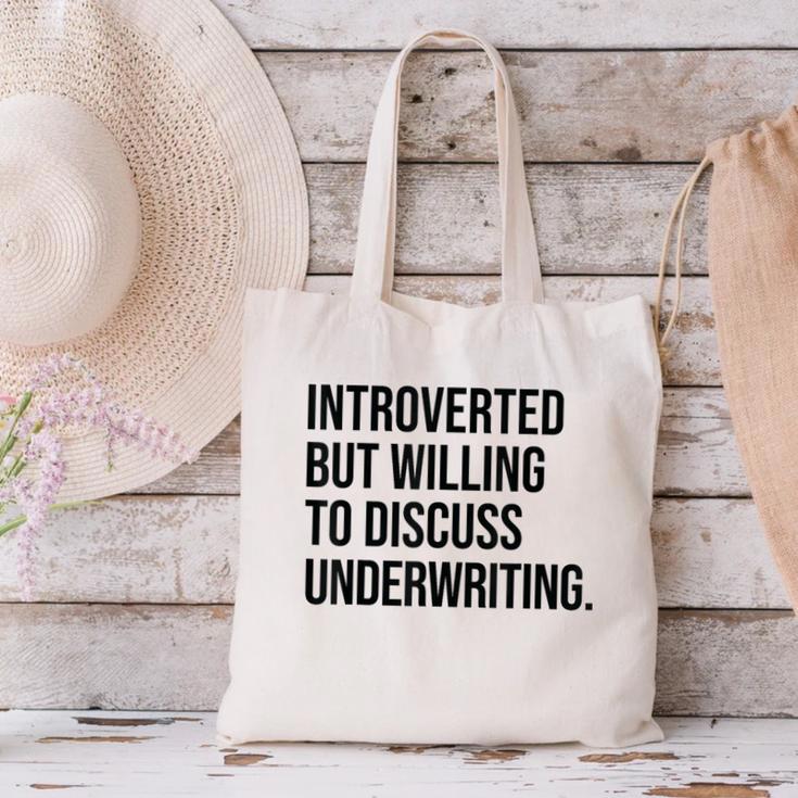 Introverted Underwriter Underwriting Introvert Canvas Tote Bag Introverted Underwriter Underwriting Introvert Canvas Tote Bag