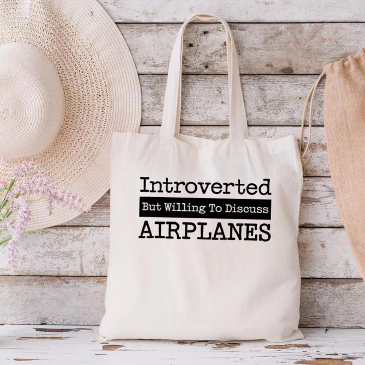 Introverted But Willing To Discuss Airplanes Aviation Canvas Tote Bag