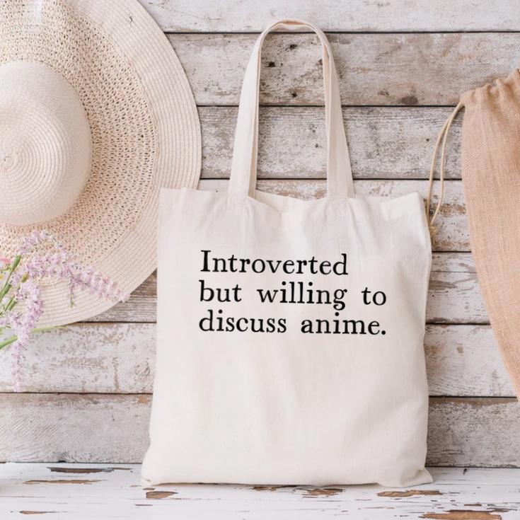 Introverted But Willing To Discuss Anime Canvas Tote Bag Introverted But Willing To Discuss Anime Canvas Tote Bag